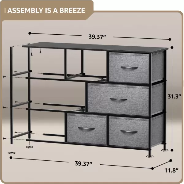 imageSorbus Kids Dresser with 8 Drawers  Chest Organizer Unit with Steel Frame Wood Top ampamp Handle Fabric Bins for Clothes  Wide Furniture for Bedroom Hallway Kids Room Nursery ampamp ClosetBlack