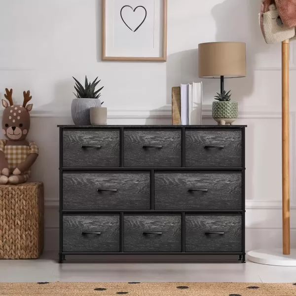 imageSorbus Kids Dresser with 8 Drawers  Chest Organizer Unit with Steel Frame Wood Top ampamp Handle Fabric Bins for Clothes  Wide Furniture for Bedroom Hallway Kids Room Nursery ampamp ClosetGray Wood