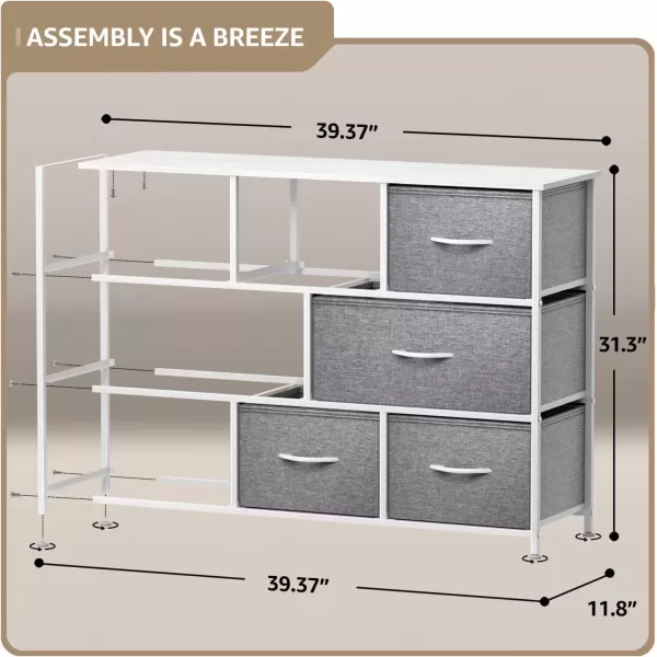 imageSorbus Kids Dresser with 8 Drawers  Chest Organizer Unit with Steel Frame Wood Top ampamp Handle Fabric Bins for Clothes  Wide Furniture for Bedroom Hallway Kids Room Nursery ampamp ClosetWhite