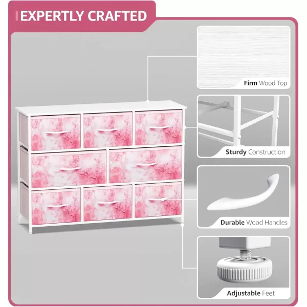 imageSorbus Kids Dresser with 8 Drawers  Chest Organizer Unit with Steel Frame Wood Top ampamp Handle Fabric Bins for Clothes  Wide Furniture for Bedroom Hallway Kids Room Nursery ampamp ClosetTiedye Pink
