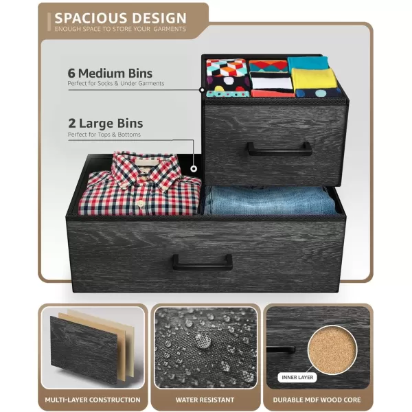 imageSorbus Kids Dresser with 8 Drawers  Chest Organizer Unit with Steel Frame Wood Top ampamp Handle Fabric Bins for Clothes  Wide Furniture for Bedroom Hallway Kids Room Nursery ampamp ClosetGray Wood