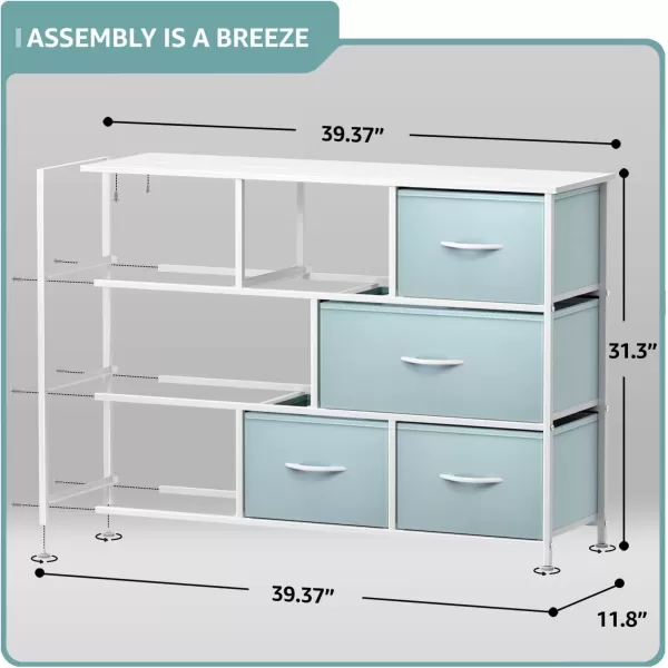 imageSorbus Kids Dresser with 8 Drawers  Chest Organizer Unit with Steel Frame Wood Top ampamp Handle Fabric Bins for Clothes  Wide Furniture for Bedroom Hallway Kids Room Nursery ampamp ClosetAqua