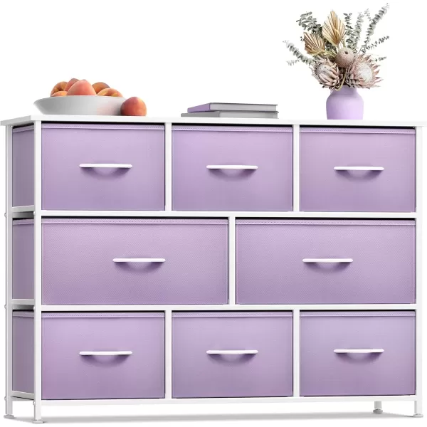 imageSorbus Kids Dresser with 8 Drawers  Chest Organizer Unit with Steel Frame Wood Top ampamp Handle Fabric Bins for Clothes  Wide Furniture for Bedroom Hallway Kids Room Nursery ampamp ClosetPurple