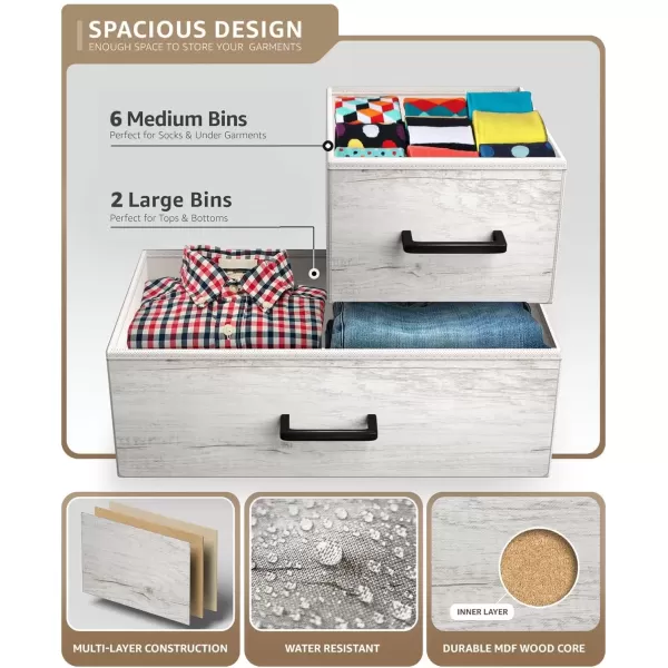 imageSorbus Kids Dresser with 8 Drawers  Chest Organizer Unit with Steel Frame Wood Top ampamp Handle Fabric Bins for Clothes  Wide Furniture for Bedroom Hallway Kids Room Nursery ampamp ClosetGreige