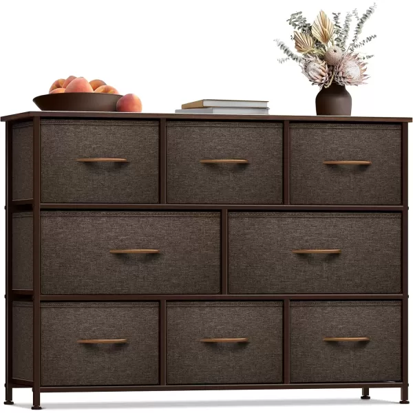 imageSorbus Kids Dresser with 8 Drawers  Chest Organizer Unit with Steel Frame Wood Top ampamp Handle Fabric Bins for Clothes  Wide Furniture for Bedroom Hallway Kids Room Nursery ampamp ClosetBrown