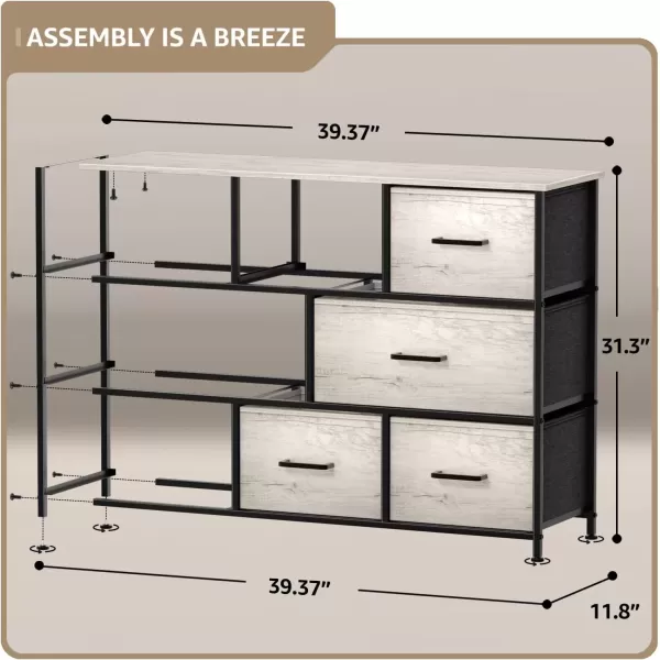 imageSorbus Kids Dresser with 8 Drawers  Chest Organizer Unit with Steel Frame Wood Top ampamp Handle Fabric Bins for Clothes  Wide Furniture for Bedroom Hallway Kids Room Nursery ampamp ClosetGreige