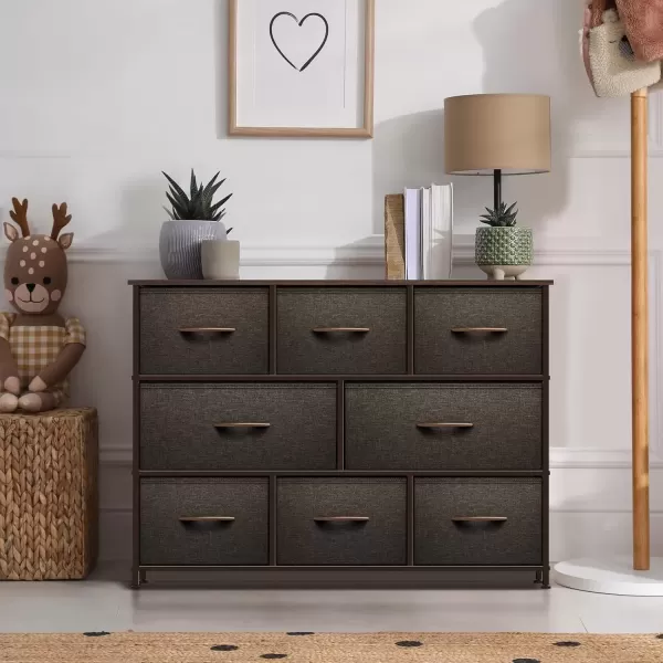 imageSorbus Kids Dresser with 8 Drawers  Chest Organizer Unit with Steel Frame Wood Top ampamp Handle Fabric Bins for Clothes  Wide Furniture for Bedroom Hallway Kids Room Nursery ampamp ClosetBrown