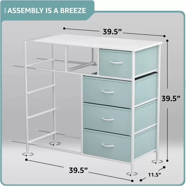 imageSorbus Kids Dresser with 9 Drawers  Furniture Storage Chest Tower Unit for Bedroom Hallway Closet Office Organization  Steel Frame Wood Top Tiedye Fabric Bins Pink TiedyeAqua