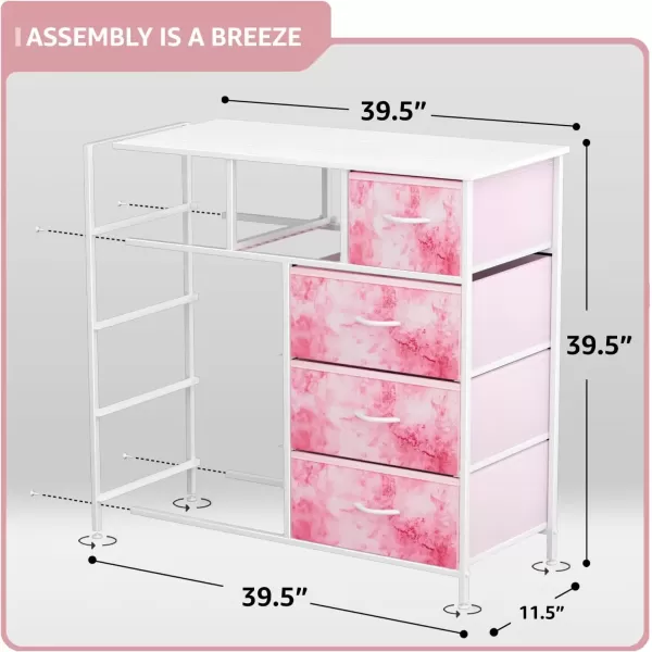 imageSorbus Kids Dresser with 9 Drawers  Furniture Storage Chest Tower Unit for Bedroom Hallway Closet Office Organization  Steel Frame Wood Top Tiedye Fabric Bins Pink TiedyePink Tiedye