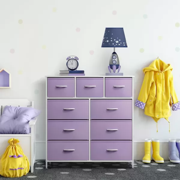 imageSorbus Kids Dresser with 9 Drawers  Furniture Storage Chest Tower Unit for Bedroom Hallway Closet Office Organization  Steel Frame Wood Top Tiedye Fabric Bins Pink TiedyePurple
