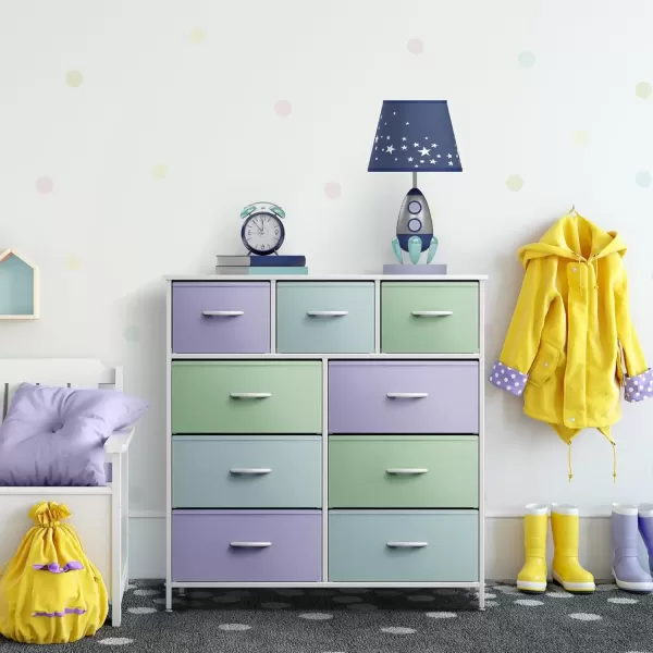 imageSorbus Kids Dresser with 9 Drawers  Furniture Storage Chest Tower Unit for Bedroom Hallway Closet Office Organization  Steel Frame Wood Top Tiedye Fabric Bins Pink TiedyePastel 2