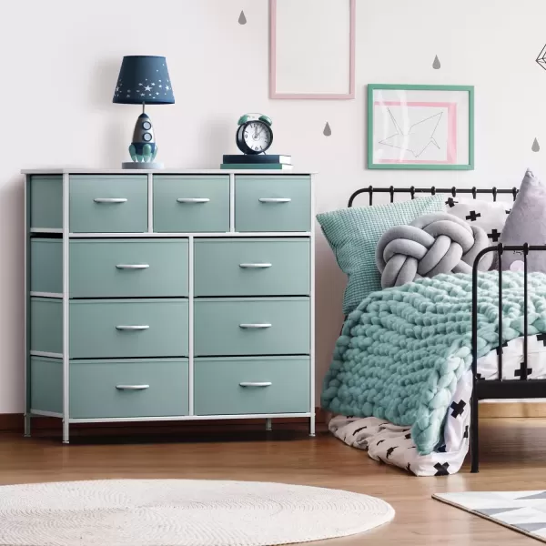 imageSorbus Kids Dresser with 9 Drawers  Furniture Storage Chest Tower Unit for Bedroom Hallway Closet Office Organization  Steel Frame Wood Top Tiedye Fabric Bins Pink TiedyeAqua