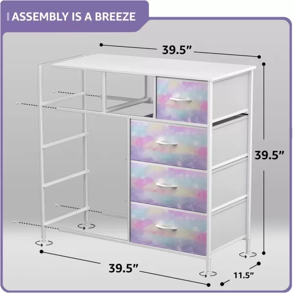 imageSorbus Kids Dresser with 9 Drawers  Furniture Storage Chest Tower Unit for Bedroom Hallway Closet Office Organization  Steel Frame Wood Top Tiedye Fabric Bins Pink TiedyeWatercolor