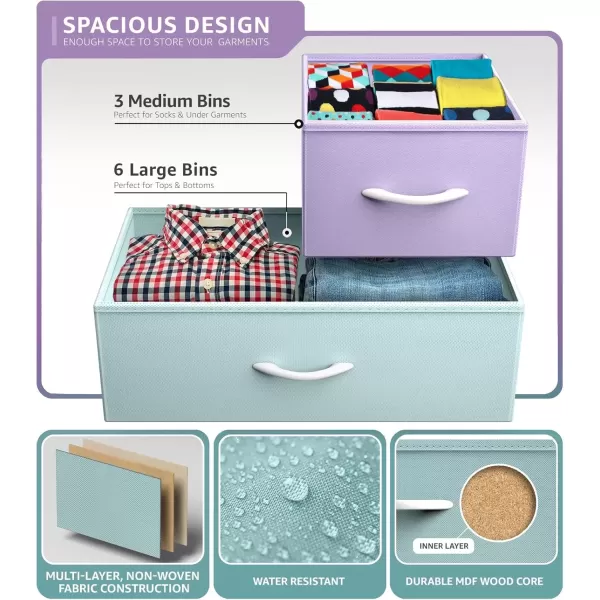 imageSorbus Kids Dresser with 9 Drawers  Furniture Storage Chest Tower Unit for Bedroom Hallway Closet Office Organization  Steel Frame Wood Top Tiedye Fabric Bins Pink TiedyePastel 2