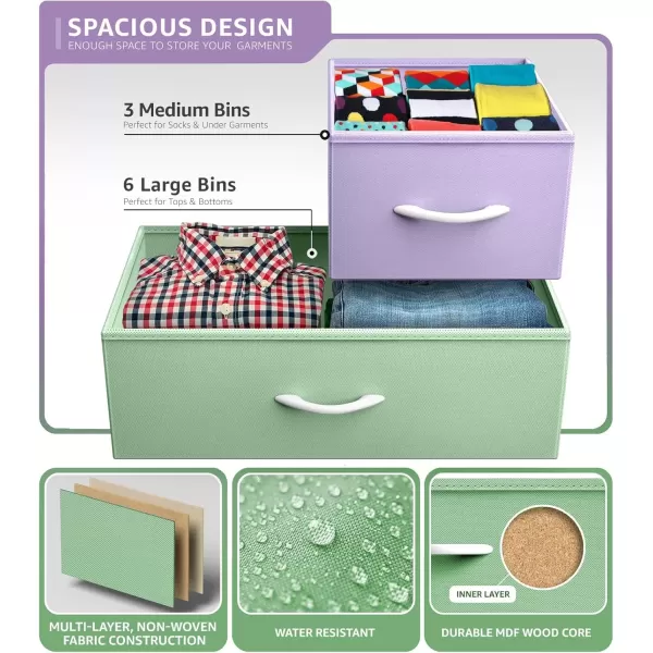 imageSorbus Kids Dresser with 9 Drawers  Furniture Storage Chest Tower Unit for Bedroom Hallway Closet Office Organization  Steel Frame Wood Top Tiedye Fabric Bins Pink TiedyePastel 1