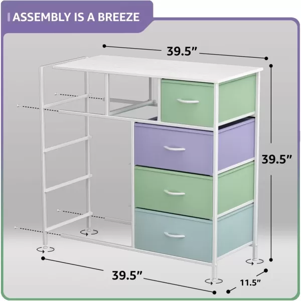 imageSorbus Kids Dresser with 9 Drawers  Furniture Storage Chest Tower Unit for Bedroom Hallway Closet Office Organization  Steel Frame Wood Top Tiedye Fabric Bins Pink TiedyePastel 2