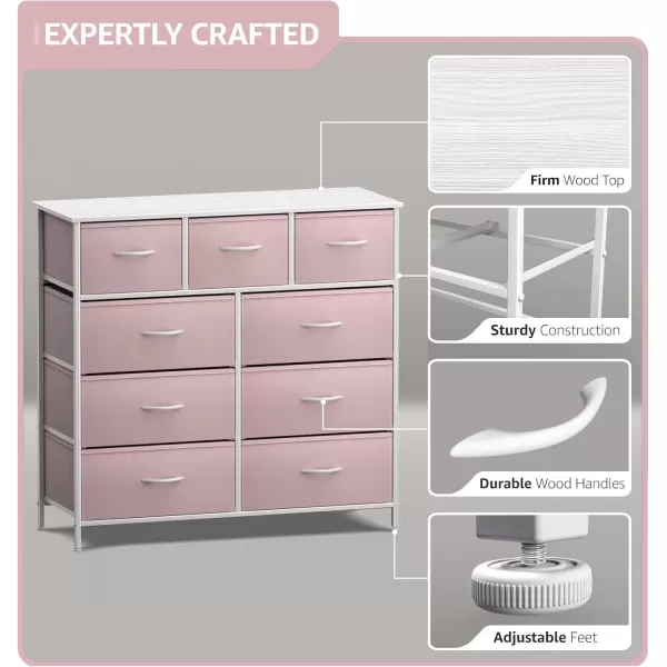 imageSorbus Kids Dresser with 9 Drawers  Furniture Storage Chest Tower Unit for Bedroom Hallway Closet Office Organization  Steel Frame Wood Top Tiedye Fabric Bins Pink TiedyePink