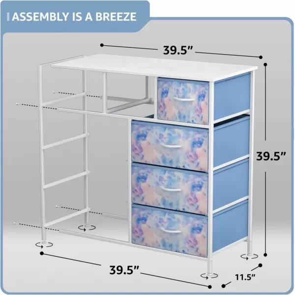 imageSorbus Kids Dresser with 9 Drawers  Furniture Storage Chest Tower Unit for Bedroom Hallway Closet Office Organization  Steel Frame Wood Top Tiedye Fabric Bins Pink TiedyeBlue Tiedye