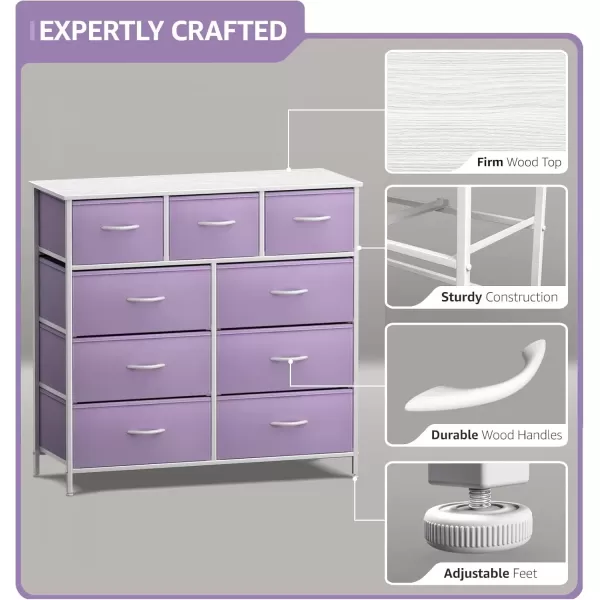 imageSorbus Kids Dresser with 9 Drawers  Furniture Storage Chest Tower Unit for Bedroom Hallway Closet Office Organization  Steel Frame Wood Top Tiedye Fabric Bins Pink TiedyePurple