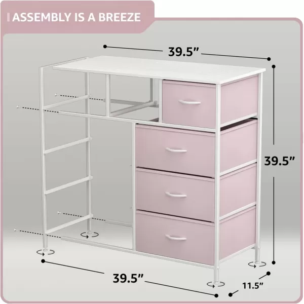 imageSorbus Kids Dresser with 9 Drawers  Furniture Storage Chest Tower Unit for Bedroom Hallway Closet Office Organization  Steel Frame Wood Top Tiedye Fabric Bins Pink TiedyePink
