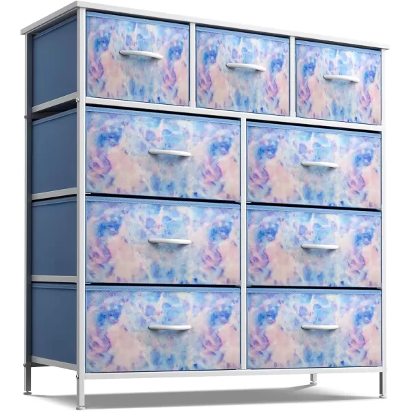 imageSorbus Kids Dresser with 9 Drawers  Furniture Storage Chest Tower Unit for Bedroom Hallway Closet Office Organization  Steel Frame Wood Top Tiedye Fabric Bins Pink TiedyeBlue Tiedye