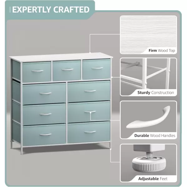 imageSorbus Kids Dresser with 9 Drawers  Furniture Storage Chest Tower Unit for Bedroom Hallway Closet Office Organization  Steel Frame Wood Top Tiedye Fabric Bins Pink TiedyeAqua