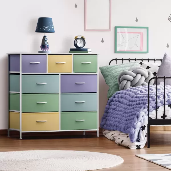 imageSorbus Kids Dresser with 9 Drawers  Furniture Storage Chest Tower Unit for Bedroom Hallway Closet Office Organization  Steel Frame Wood Top Tiedye Fabric Bins Pink TiedyePastel 1