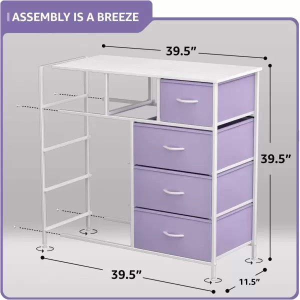 imageSorbus Kids Dresser with 9 Drawers  Furniture Storage Chest Tower Unit for Bedroom Hallway Closet Office Organization  Steel Frame Wood Top Tiedye Fabric Bins Pink TiedyePurple