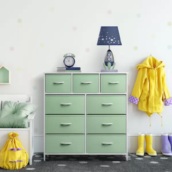 imageSorbus Kids Dresser with 9 Drawers  Furniture Storage Chest Tower Unit for Bedroom Hallway Closet Office Organization  Steel Frame Wood Top Tiedye Fabric Bins Pink TiedyeTeal