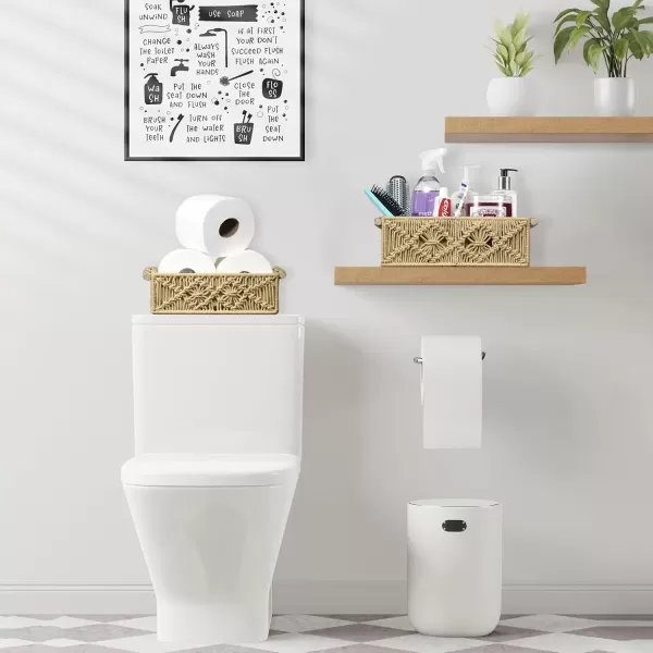imageSorbus Macrame Boho Decor Baskets  2 Decorative Gift Baskets for Nursery Baby Room Toilet Tank Top  Lined Baby Basket Set for Organizing Changing Station Linens Clothes Diapers ToiletriesBrown