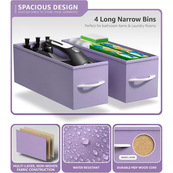 imageSorbus Narrow Dresser with 4 Drawers  Vertical Slim Storage Chest of Drawers with Steel Frame Wood Top ampamp Easy Pull Fabric Bins for Small Spaces Closets Bedroom Bathroom ampamp Laundry BeigePastel Purple