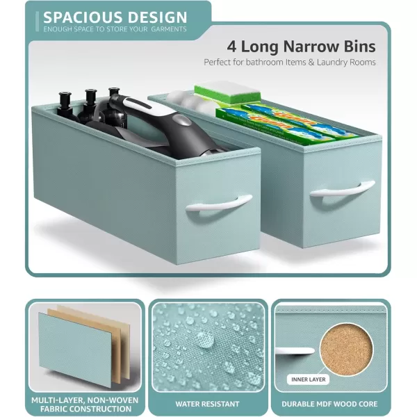 imageSorbus Narrow Dresser with 4 Drawers  Vertical Slim Storage Chest of Drawers with Steel Frame Wood Top ampamp Easy Pull Fabric Bins for Small Spaces Closets Bedroom Bathroom ampamp Laundry BeigePastel Aqua
