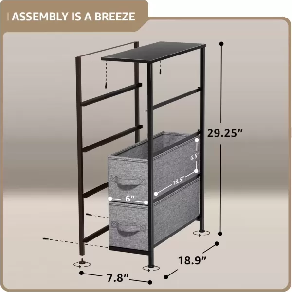 imageSorbus Narrow Dresser with 4 Drawers  Vertical Slim Storage Chest of Drawers with Steel Frame Wood Top ampamp Easy Pull Fabric Bins for Small Spaces Closets Bedroom Bathroom ampamp Laundry BeigeBlackCharcoal
