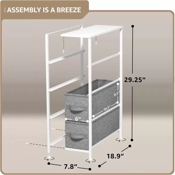 imageSorbus Narrow Dresser with 4 Drawers  Vertical Slim Storage Chest of Drawers with Steel Frame Wood Top ampamp Easy Pull Fabric Bins for Small Spaces Closets Bedroom Bathroom ampamp Laundry BeigeWhiteGray