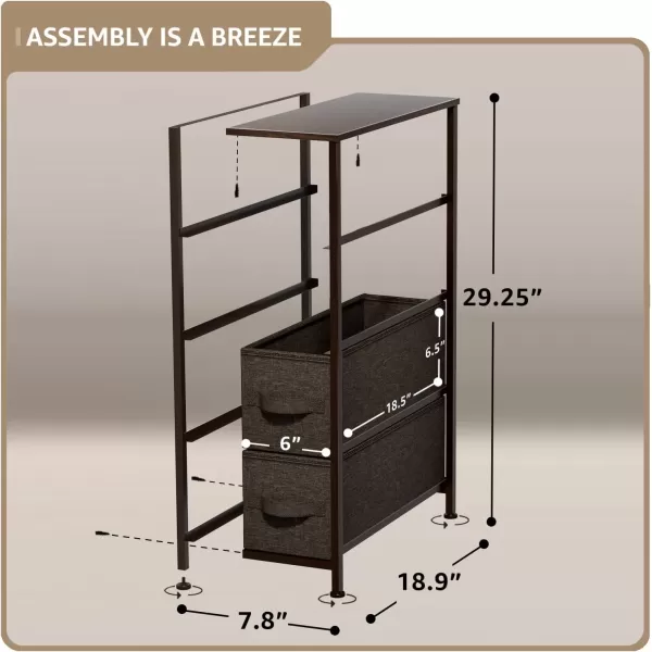 imageSorbus Narrow Dresser with 4 Drawers  Vertical Slim Storage Chest of Drawers with Steel Frame Wood Top ampamp Easy Pull Fabric Bins for Small Spaces Closets Bedroom Bathroom ampamp Laundry BeigeBrown