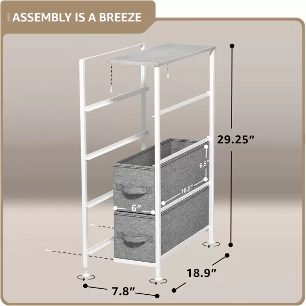 imageSorbus Narrow Dresser with 4 Drawers  Vertical Slim Storage Chest of Drawers with Steel Frame Wood Top ampamp Easy Pull Fabric Bins for Small Spaces Closets Bedroom Bathroom ampamp Laundry BeigeGrey