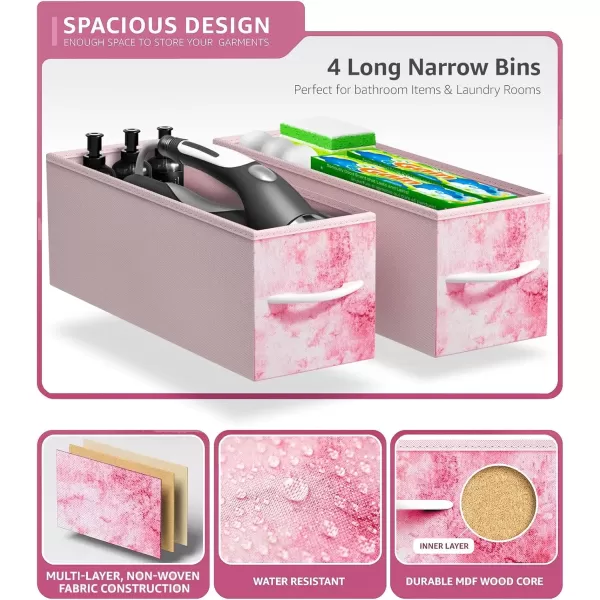 imageSorbus Narrow Dresser with 4 Drawers  Vertical Slim Storage Chest of Drawers with Steel Frame Wood Top ampamp Easy Pull Fabric Bins for Small Spaces Closets Bedroom Bathroom ampamp Laundry BeigeTiedye Pink