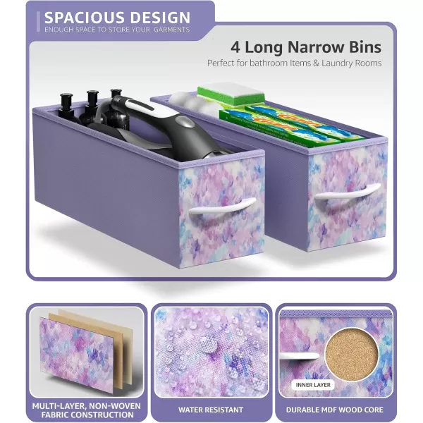 imageSorbus Narrow Dresser with 4 Drawers  Vertical Slim Storage Chest of Drawers with Steel Frame Wood Top ampamp Easy Pull Fabric Bins for Small Spaces Closets Bedroom Bathroom ampamp Laundry BeigeTiedye BluePinkPurple
