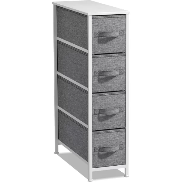 imageSorbus Narrow Dresser with 4 Drawers  Vertical Slim Storage Chest of Drawers with Steel Frame Wood Top ampamp Easy Pull Fabric Bins for Small Spaces Closets Bedroom Bathroom ampamp Laundry BeigeWhiteGray