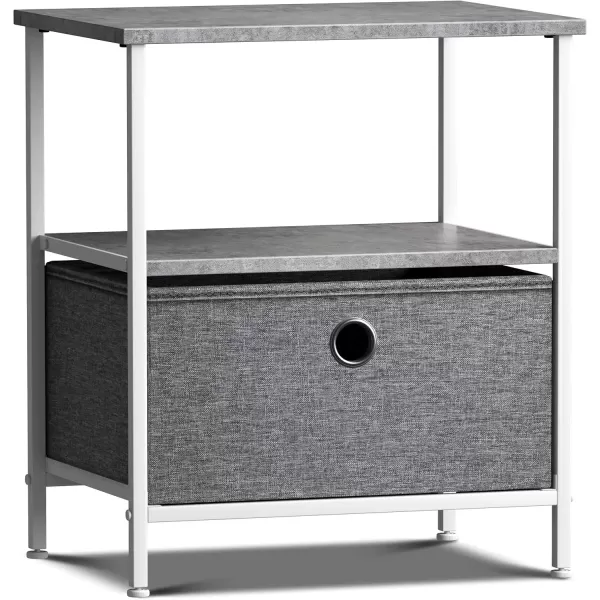 imageSorbus Nightstand 2Drawer Shelf Storage  Bedside Furniture ampamp End Table Chest Dresser with Steel Frame Wood Top ampamp Easy Pull Fabric Bins for Home Bedroom Closets Bathroom Office ampamp College DormGrey