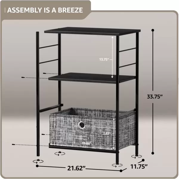 imageSorbus Nightstand 2Drawer Shelf Storage  Bedside Furniture ampamp End Table Chest Dresser with Steel Frame Wood Top ampamp Easy Pull Fabric Bins for Home Bedroom Closets Bathroom Office ampamp College DormGrayBlack