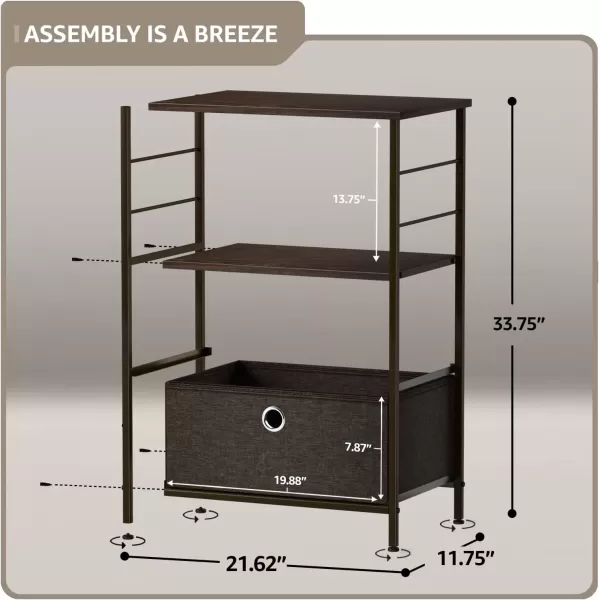 imageSorbus Nightstand 2Drawer Shelf Storage  Bedside Furniture ampamp End Table Chest Dresser with Steel Frame Wood Top ampamp Easy Pull Fabric Bins for Home Bedroom Closets Bathroom Office ampamp College DormBrown
