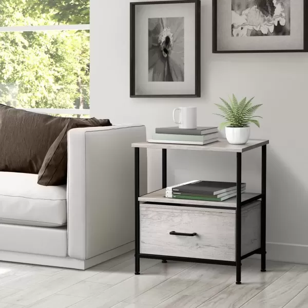 imageSorbus Nightstand 2Drawer Shelf Storage  Bedside Furniture ampamp End Table Chest Dresser with Steel Frame Wood Top ampamp Easy Pull Fabric Bins for Home Bedroom Closets Bathroom Office ampamp College DormGreige