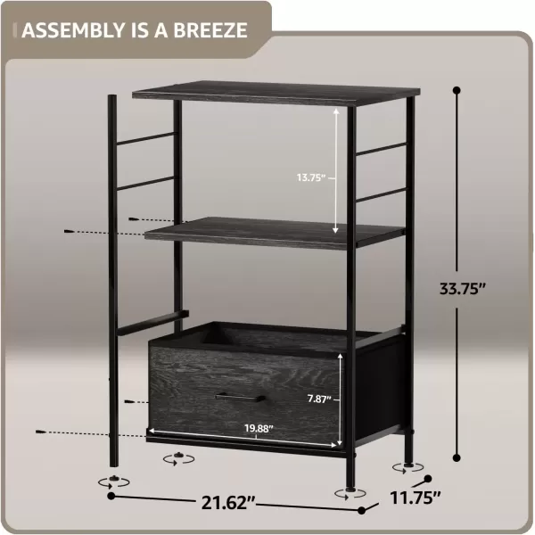 imageSorbus Nightstand 2Drawer Shelf Storage  Bedside Furniture ampamp End Table Chest Dresser with Steel Frame Wood Top ampamp Easy Pull Fabric Bins for Home Bedroom Closets Bathroom Office ampamp College DormGray Wood