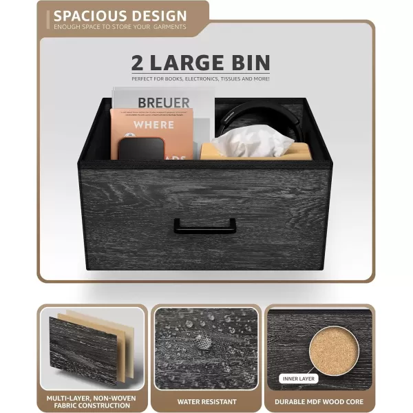 imageSorbus Nightstand 2Drawer Shelf Storage  Bedside Furniture ampamp End Table Chest Dresser with Steel Frame Wood Top ampamp Easy Pull Fabric Bins for Home Bedroom Closets Bathroom Office ampamp College DormGray Wood