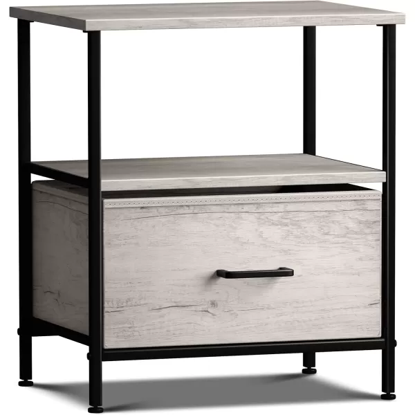 imageSorbus Nightstand 2Drawer Shelf Storage  Bedside Furniture ampamp End Table Chest Dresser with Steel Frame Wood Top ampamp Easy Pull Fabric Bins for Home Bedroom Closets Bathroom Office ampamp College DormGreige