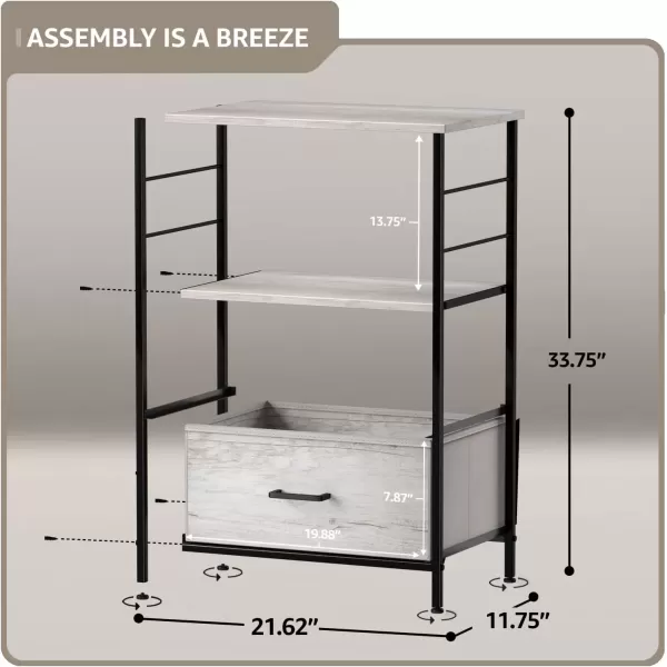 imageSorbus Nightstand 2Drawer Shelf Storage  Bedside Furniture ampamp End Table Chest Dresser with Steel Frame Wood Top ampamp Easy Pull Fabric Bins for Home Bedroom Closets Bathroom Office ampamp College DormGreige