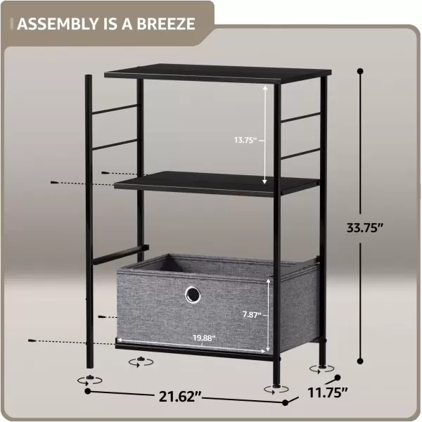 imageSorbus Nightstand 2Drawer Shelf Storage  Bedside Furniture ampamp End Table Chest Dresser with Steel Frame Wood Top ampamp Easy Pull Fabric Bins for Home Bedroom Closets Bathroom Office ampamp College DormBlackCharcoal