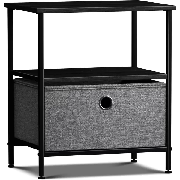 imageSorbus Nightstand 2Drawer Shelf Storage  Bedside Furniture ampamp End Table Chest Dresser with Steel Frame Wood Top ampamp Easy Pull Fabric Bins for Home Bedroom Closets Bathroom Office ampamp College DormBlackCharcoal