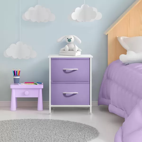 imageSorbus Nightstand with 2 Drawers  Kids Bedside Furniture End Table Night Stand  Steel Frame Wood Top ampamp Easy Pull Fabric Bins  Dresser ampamp Chest for Home Bedroom Accessories Office ampamp College DormPurple